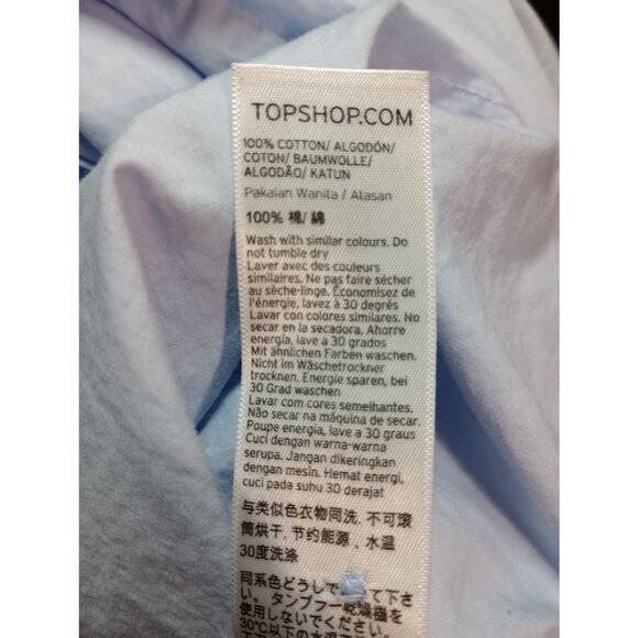 Topshop Shirt Womens US 2 Blue Button Down Collared‎ Long Sleeve Pocket Cotton - Picture 6 of 7